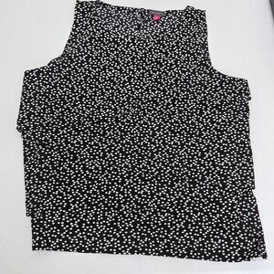Vince Camuto Black White Polka Dot Tiered Ruffle Sleeveless Tank Top XL Casual